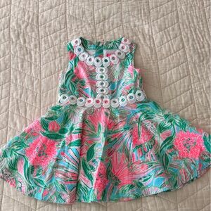 Lilly Pulitzer Pink and Green Floral Kids Dress - 3t